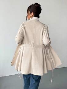 Firerie Plus Size Women's Cinched Waist A-Line Suede Fabric Beige Trench Coat, Loose Fit Midi Length Jacket; Suitable For Valentine's Day, Concerts, Performances, Dates, Formal Dinners, Galas, Weddings, Sexy, Elegant, Commute, Back To School, Romantic, Office Diva, Mermaid Style, Birthday Party/Slightly Elastic Waist Umbrella-Style Long-Sleeved Trench Coat Autumn Winter Clothes For Women