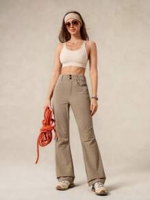 OutZeal 女士户外裤 露营徒步 防水弹力修身喇叭裤腿带口袋