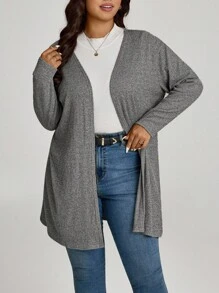 Comfylo 大码纯色休闲外套，适合春秋季穿着，灰色商务休闲风 - 灰色 - 查看 3