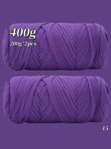 400克（200克*2），2绞装优质高弹布条纱线，适用于手工编织包袋、篮子、地毯、鞋子、各种家居用品和DIY手工艺品，有多种颜色可供选择 - 2卷布條 - 查看 50
