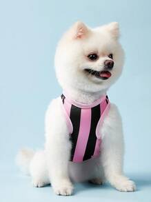 PETSIN 1 件宠物猫狗通用运动衫经典复古粉黑条纹印花时尚休闲舒适狗狗运动衫背心 - 彩色 - 查看 4