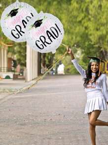 6pcs Big Congrats Grad Balloons,Graduation Balloon, Congratulations Balloons For Graduation Decorations Class Of 2025,Pink Graduation Balloons 2025,Graduation Party Decorations 2025 - White - View 3