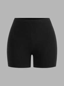 SHEIN EZwear 女士黑色和酒红色休闲针织修身七分打底裤两件套，夏季 - 彩色 - 查看 8