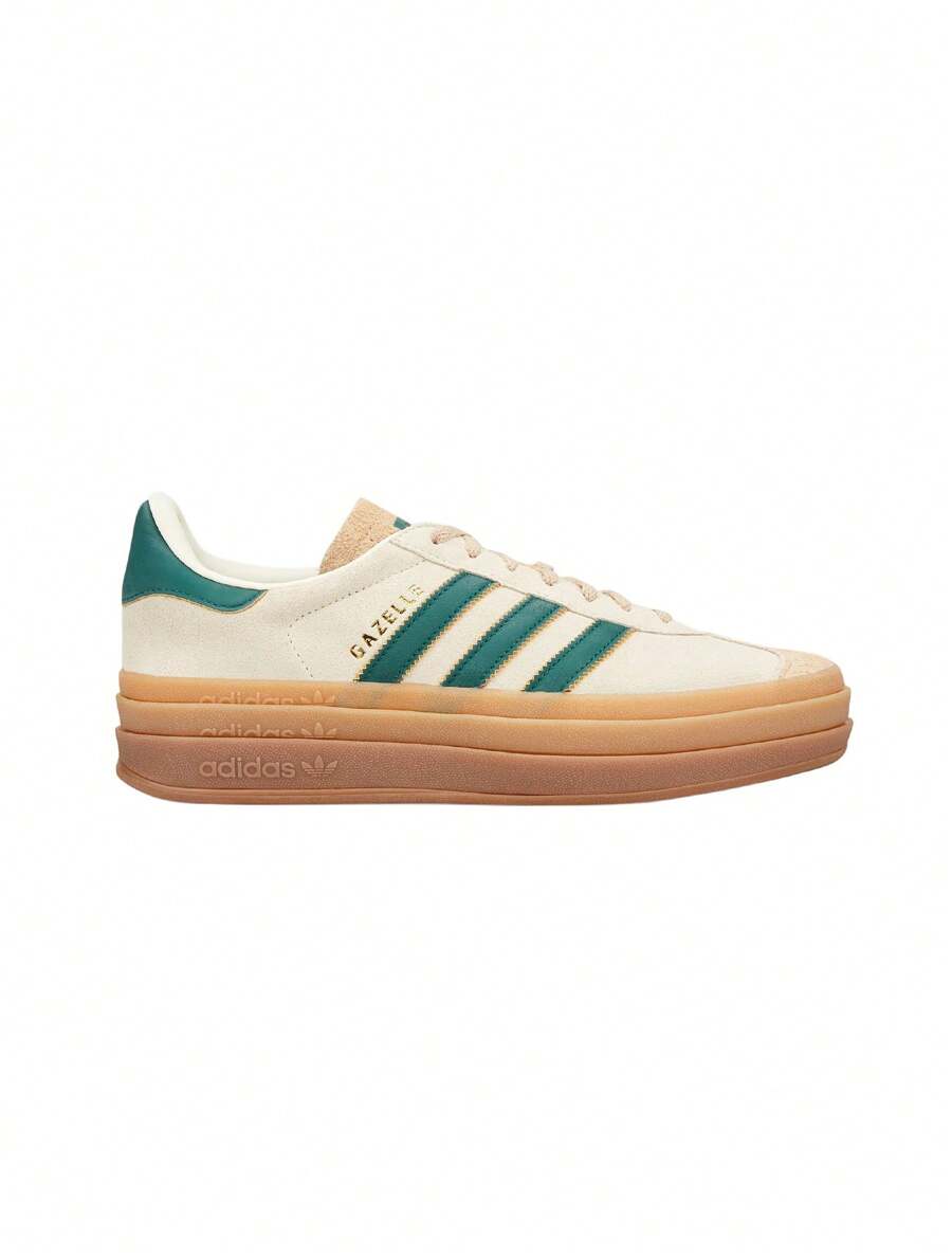 Adidas Gazelle Bold 女士运动鞋 米白色/学院绿/魔力米色 ID7056 - 奶油白/學院綠/魔幻米色 - 查看 1