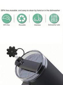 3 件适用于 30-40 盎司杯子的配件、1 个可重复使用的 10 毫米硅胶花吸管盖、1 个硅胶吸管盖（与 杯防溢漏塞防溅防尘吸管盖兼容）、1 个杯子硅胶保护套保护底套、杯子配件、节日派对礼物 - 彩色 - 查看 8