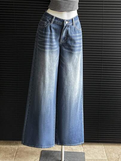 Attitoon 女式简约休闲蓝色牛仔裤