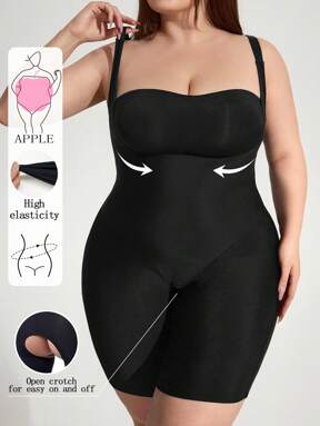 Enliva Mono de mujer de talla grande con alta elasticidad y cómodo efecto moldeador, con tirantes ajustables, diseño de entrepierna hueco, adecuado para uso diario, mono negro con control de abdomen