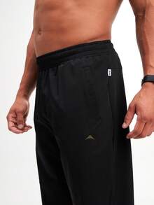 男士松紧腰口袋宽松休闲户外裤，黑色 - 黑色 - 查看 4