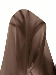 SHEIN EZwear 春夏季大码纯色抽绳腰宽松阔腿裤 - 棕色 - 查看 8