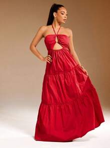 Vixey CHALLIS 系带印花超长连衣裙