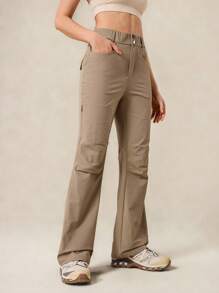 OutZeal 女士户外裤 露营徒步 防水弹力修身喇叭裤腿带口袋