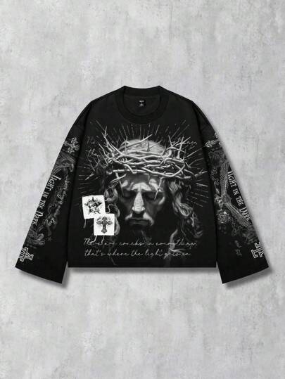 Goth قميص بولو بطباعة جرافيكية للرجال، مناسب للربيع/الصيف، الخريف، بطراز عام 2000