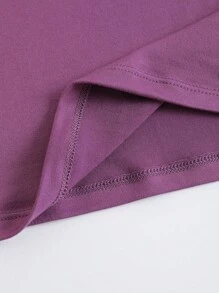 SHEIN EZwear Lässiges, minimalistisches dunkelviolettes Raglanshirt mit rundem Ausschnitt für Damen, geeignet für den Sommer