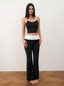 SHEIN Tall Neues Sommer-Design Kontrastfarben Träger-Top und Hosen Set, geeignet für Frühling/Sommer