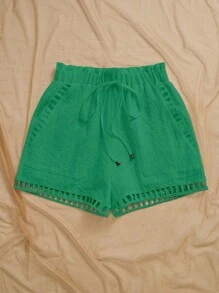 EMERY ROSE Women Solid Color Fashionable Shorts, Suitable For Summer - Green - View 5
