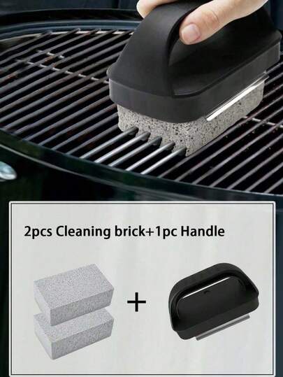 SHEIN 3Pcs Grill Cleaning Bricks,With Heat Resistant Handle,Pumice Griddle Cleaning Stone,Multifunctional Stain And Oil Cleaning Brush That Can Be Cut,Removing Stains For BBQ,Swimming Pool,Sink,Suitable For Stoves,Sinks,Tableware,Frying Pans,BBQ Net Cleaning,Kitchen,Bathroom,Home,Household Supplies Christmas For Holiday Gift Giving,1pc