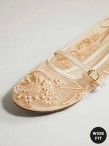 SHUZIA 女士宽楦优雅彩色刺绣芭蕾平底鞋，适合圣诞节和情人节穿着。 - 彩色 - 查看 5