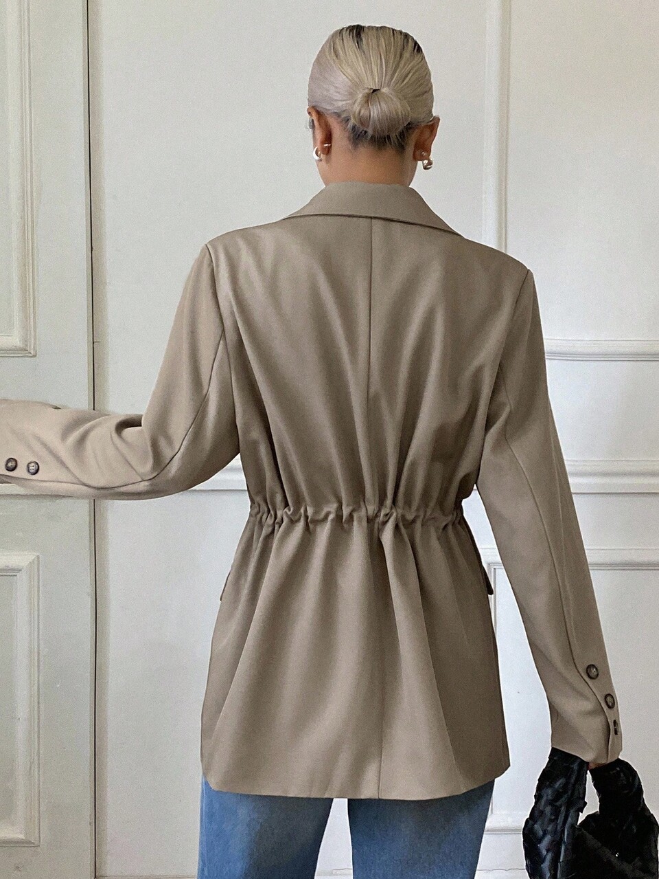 Women's Loose Cinched Waist Wide Long Sleeve Casual Spring/Autumn Jacket, Fall Women Clothes Business Attire School Western Outfits For Women