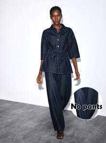 Maija Blouse en jean ample avec ceinture nouée et boutons pour femmes