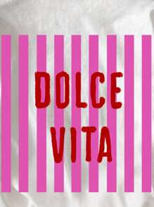 TaskSense Letter & Stripe Print Casual Round Neck Short Sleeve T-Shirt, Versatile For Summer - White - View 5