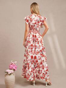 Amorya Robe à imprimé floral orange inspirée de la dopamine, style vacances pour l'été - Multicolore - Voir 9