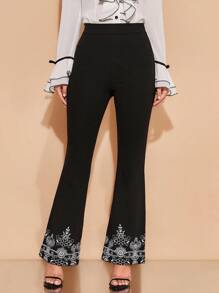 Amorya Pantalones de mujer para trabajo - Blanco y Negro - Ver 8