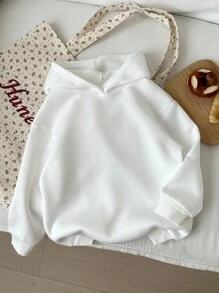 少女休闲复古F1赛车返校季白色街头风加厚长袖卫衣，适合秋冬季穿着 - 白色 - 查看 2