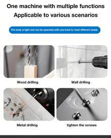 SHEIN 1 套 SUBY 无绳冲击钻 3 功能电动螺丝刀，带 2x21V 电池，24 件配件，适用于家庭 DIY 维修建筑木工钻孔工具套件