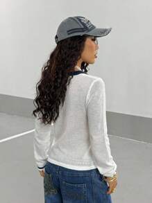 StreetHx Retro American College Style Letter Knit Sweater Fall Winter Cloth For Women - Multicolor - View 2