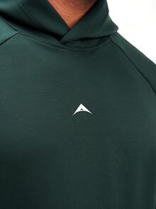 Sudadera con bolsillo y mangas raglán con estampado de letras para hombre, verde oliva - Verde Oscuro - Ver 6