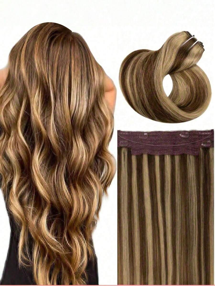 Dây câu cá vô hình 16 inch 4 kẹp tóc giả tóc thật nối thẳng cho nữ 100g kẹp tóc nối - S4/4/27 - Xem 1