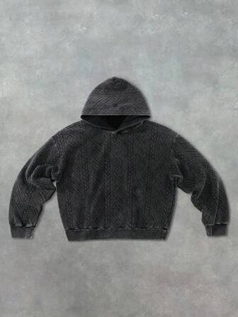 Street Life Herren Kapuzenpullover, amerikanischer Streetstil mit spezieller Textur, sandWashed Schneeflocken Kurzbox Hoodie