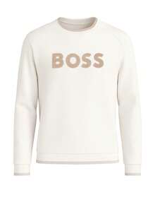 Hugo Boss Áo nỉ dài tay cổ tròn in chữ rộng rãi cho nam - 101 Tự nhiên - Xem 4