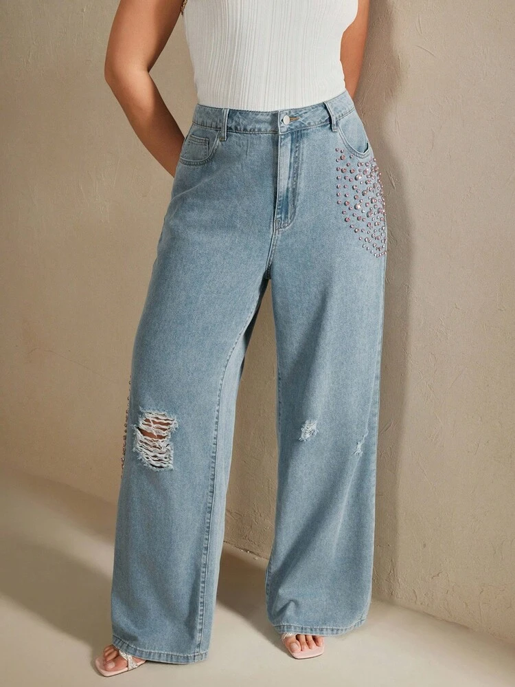 Luxury Embellished Women's Blue Jeans