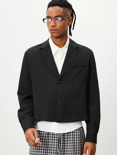 Men's Casual Versatile Blazer Jacket, Loose Cropped Style