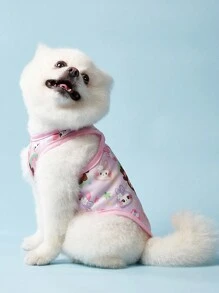 PETSIN 2 件套宠物通用兔子可爱卡通印花时尚休闲舒适透气狗狗背心 - 彩色 - 查看 8