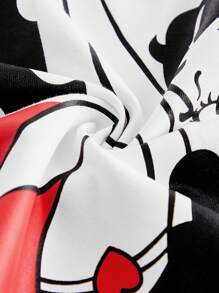 Slaydiva Betty Boop x SHEIN 大码秋冬新品，女装秋冬，万圣节，日常休闲及街头风，白色宽松圆领短袖卡通人物图案波点爱心印花常规T恤 - 白色 - 查看 12