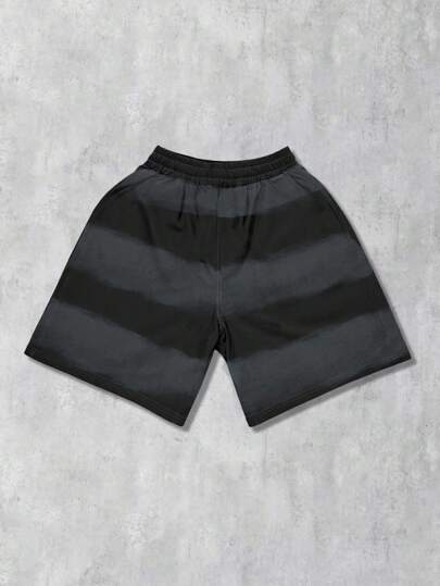 Street Life Men's Knit Printed Striped Rhinestone Embellished Shorts