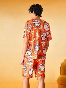 Fun & Quirky Cartoon Cute Mischievous Men's Pajama Set - Multicolor - View 2