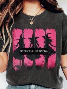 EMERY ROSE 加大码万圣节T恤、加大码街头图案T恤、短袖可爱夏季上衣 - 深灰色 - 查看 3