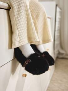 Herbst/Winter Trendige, vielseitige, süße & lustige Plüschfutter warme Mädchen Kleinkind/Baby Flache Sandalen