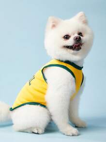 PETSIN 1 buc Pet Cat Dog Universal Yellow Brass Sports Jersey Retro la modă imprimat model casual confortabil Dog vestă