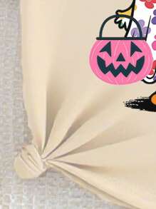 SHEIN Adorable Baby Girl Halloween Top In Beige With Round Neck And Colorful Ghost Design Baby Girl Halloween Shirt Ghost Halloween Shirt Girl Baby Girl Halloween Clothes Baby Girl Halloween Costumes Girls Fall Clothes - Beige - View 7