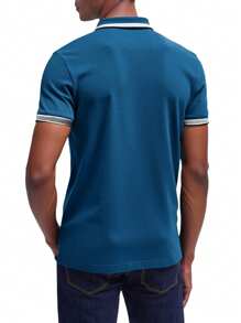 Hugo Boss Men's Striped Short Sleeve Casual Polo Shirt - 425 Medium Blue - View 2