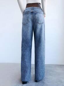 Maija Women's Blue Jeans Low Waist Straight Pants Versatile Casual Autumn New Style