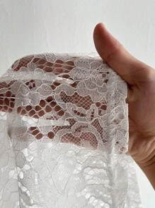 Maweii Plus Size Elegant Vintage Party Lace Blazer - White - View 7