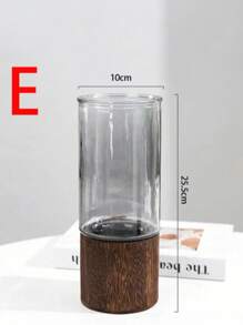 1pc Elegant Wooden Base Glass Vase - Creative Transparent Hydroponics Flower Pot For Fresh And Dried Flowers - Luxury Decorative Centerpiece, Suitable For Dining Tables - Multicolor - View 16