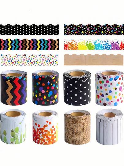 SHEIN 1 Roll 32.8 Feet Black Bulletin Board Borders, Scalloped Black Classroom Borders For Bulletin Board, White Board,