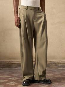 AKNOTIC Business Casual 男士休闲宽松松紧腰直筒斜纹布裤，适合夏季、秋季、度假、日常穿着、派对、情侣装、男士礼物 - 摩卡棕 - 查看 6