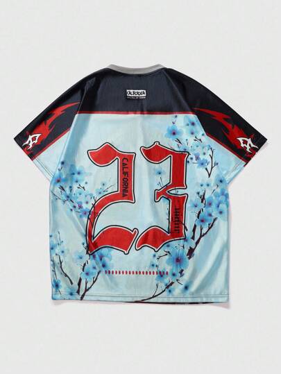 Street Life Camiseta de manga corta con estampado de anime para hombres, adecuada para primavera/verano